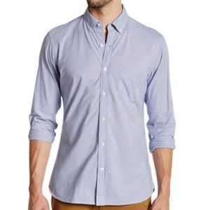Lands End Blue White Summer Button Down Shirt